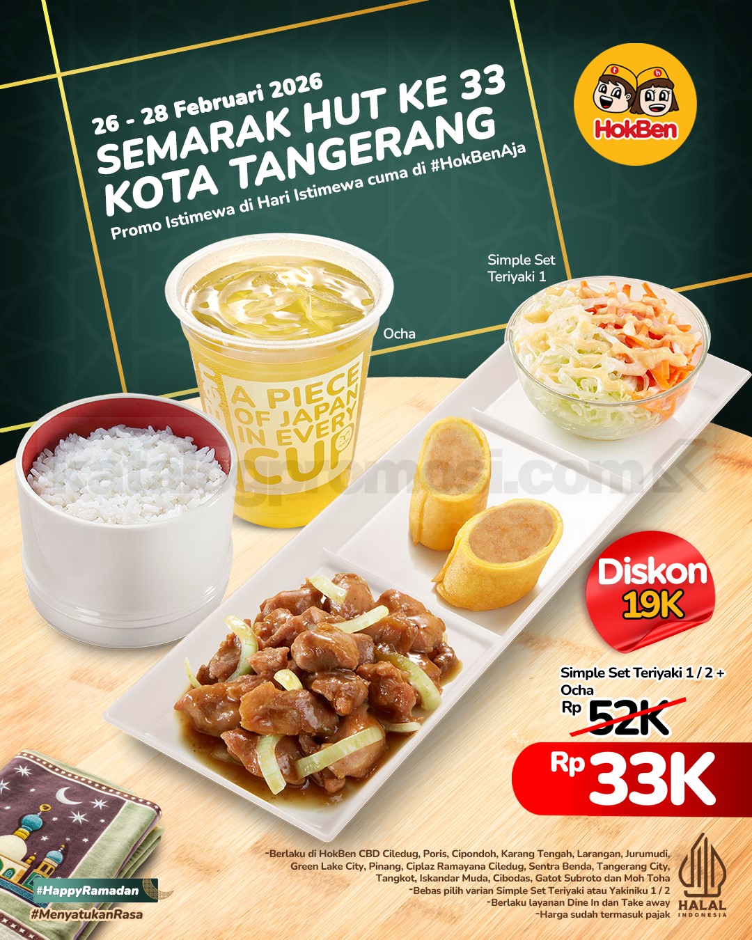 Promo HokBen HUT Kota Tangerang Simple Set Rp. 33.000 Promo HokBen HUT Kota Tangerang Simple Set Rp. 33.000 paket Teriyaki + Ocha