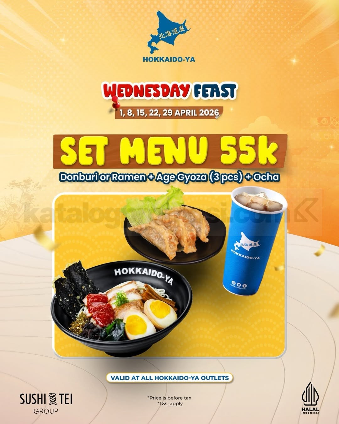 Promo Hokkaido-Ya Wednesday Feast Set Menu Rp. 55.000 Promo Hokkaido-Ya Wednesday Feast Set Menu Rp. 55.000 donburi ramen gyoza ocha