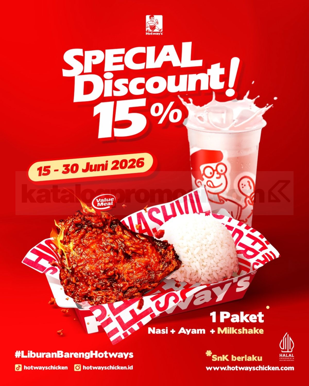 Promo Hotway’s Paket Nasi Ayam Milkshake Diskon 15% Promo Hotway’s Paket Nasi Ayam Milkshake Diskon 15% untuk combo makan dan minum hemat