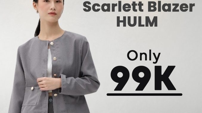 Promo Hulm Scarlett Blazer Elegan Rp. 99.000 dengan desain modern dan kancing emas