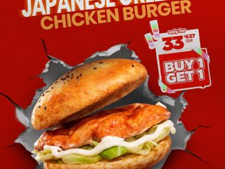 Promo J.CHICKEN Japanese Orleans Chicken Burger Buy 1 Get 1 Rp. 33.637 burger juicy creamy