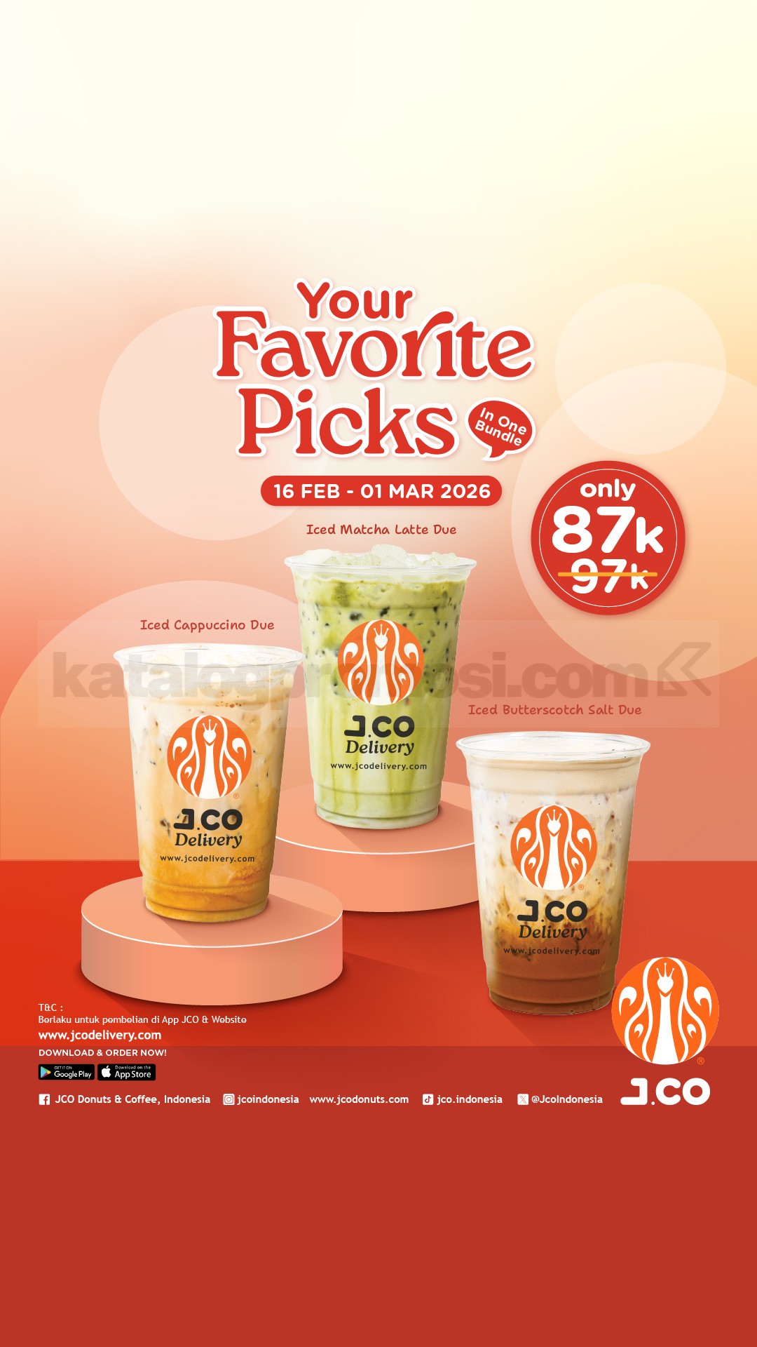 Promo JCO Your Favorite Picks 3 Minuman Rp. 87.000 Promo JCO Your Favorite Picks 3 Minuman Rp. 87.000 periode 16 Februari 2026 - 1 Maret 2026