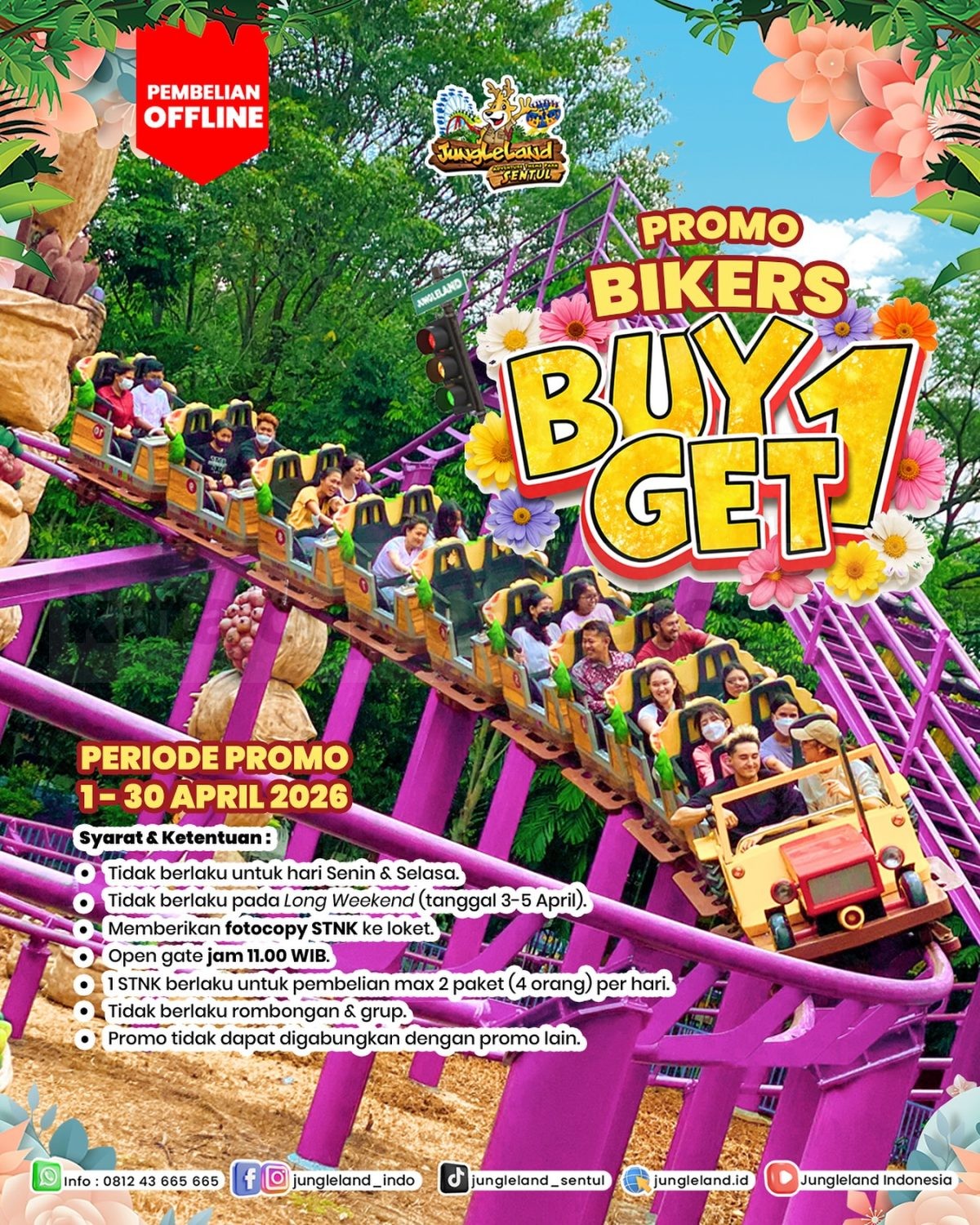 Promo JungleLand Bikers Buy 1 Get 1 Tiket Masuk Promo JungleLand Bikers Buy 1 Get 1 tiket masuk April 2026
