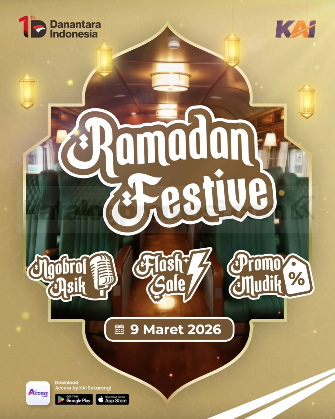 Promo KAI Ramadan Festive Tiket Kereta mulai Rp. 150.000 Promo KAI Ramadan Festive tiket kereta mulai Rp. 150.000 dengan flash sale dan diskon hingga 30%