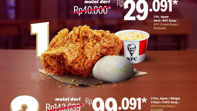 Promo KFC Jagoan Sahur mulai Rp. 29.091 pukul 20.00 – 05.00 dengan paket ayam dan nasi