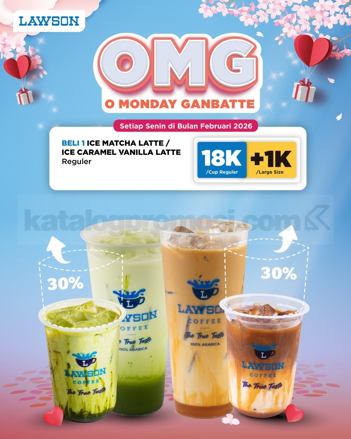 Promo Lawson OMG Matcha Latte Upgrade Large Size Rp. 1.000 Promo Lawson OMG Matcha Latte Upgrade Large Size Rp. 1.000 setiap Senin Februari 2026