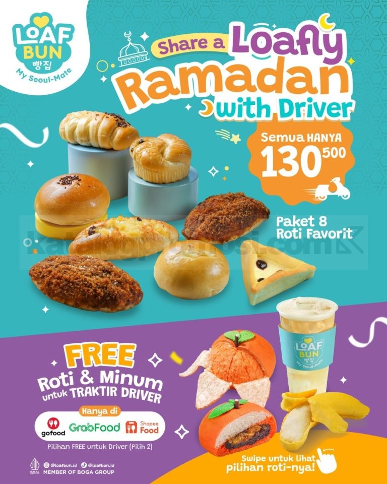 Promo Loaf Bun Ramadan With Driver Paket 8 Roti Rp. 130.500 – SoPasti.Com