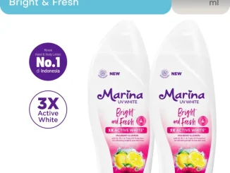 Promo Marina Hand Body Lotion UV White 10% Twin Pack 460ml Bright Fresh