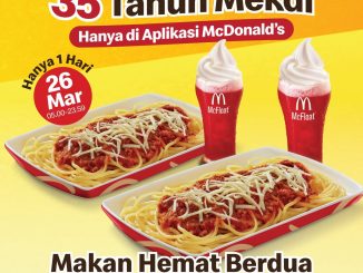 Promo McDonalds 35 Tahun SERBA Rp. 35.000 paket McSpaghetti dan Fanta McFloat