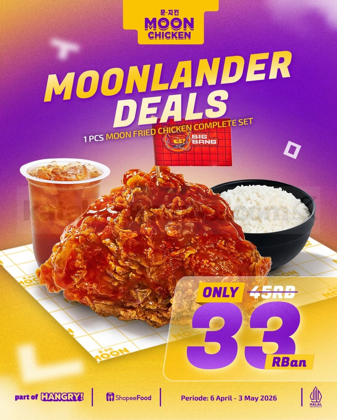Promo Moon Chicken Moonlander Deals mulai Rp. 33ribu Promo Moon Chicken Moonlander Deals mulai Rp. 33ribu paket fried chicken lengkap ShopeeFood