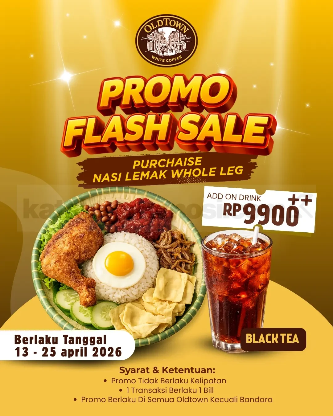 Promo OldTown Flash Sale Add On Black Tea Rp. 9.900 Promo OldTown Flash Sale Add On Black Tea Rp. 9.900 periode April 2026