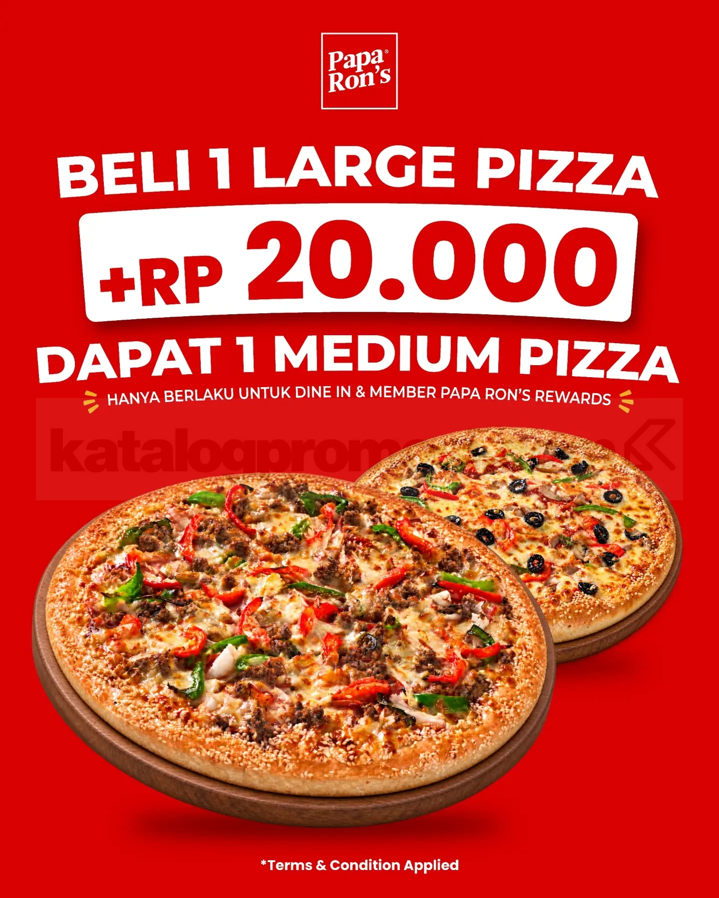 Promo Papa Ron’s Tambah Rp20.000 Dapat 1 Medium Pizza