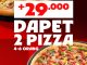 Promo Pizza Hut Duo Pizza Tambah Rp29.000 untuk menikmati dua pizza Pan Regular dengan pilihan topping berbeda.