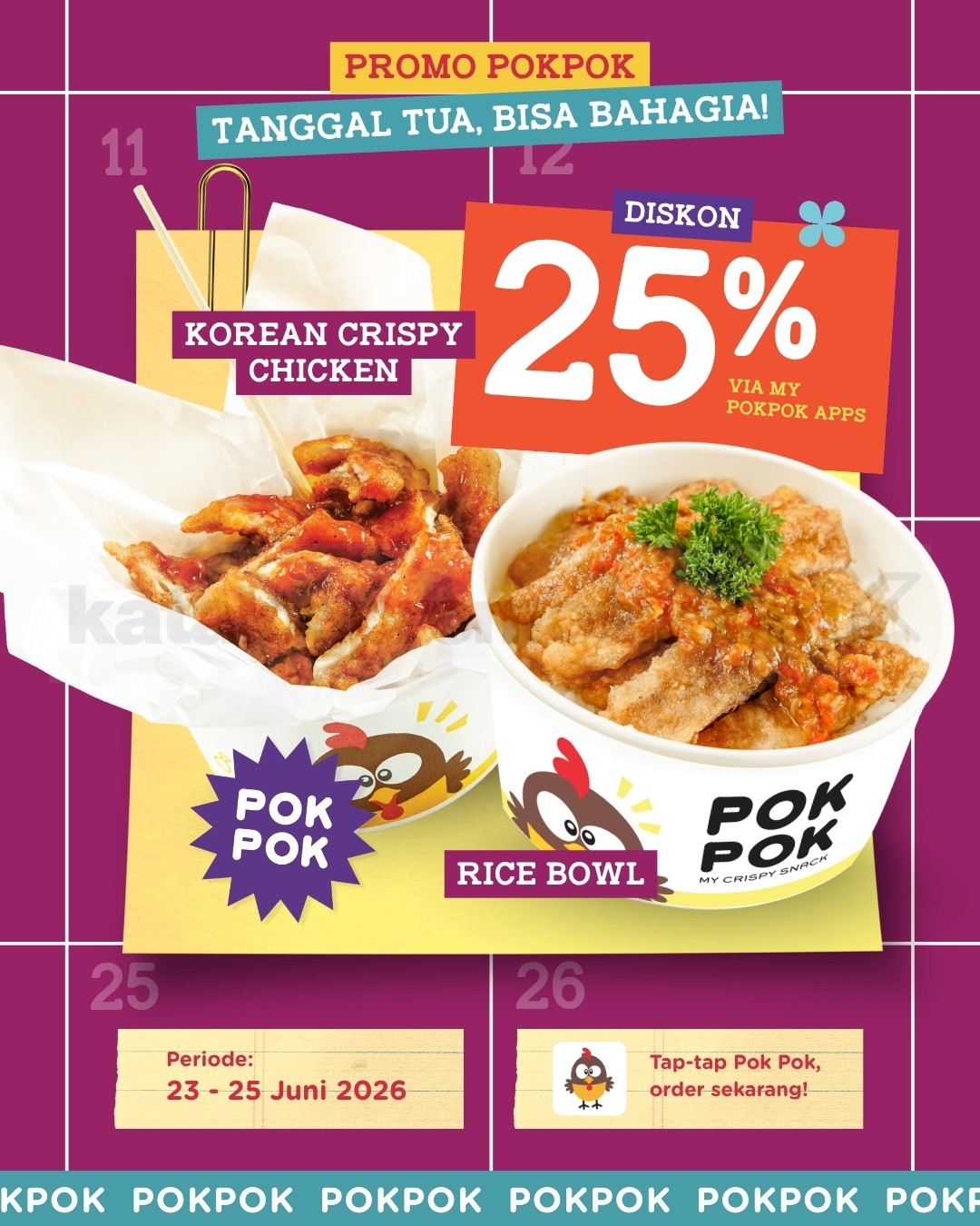 Promo Pokpok Diskon 25% Korean Crispy Chicken dan Rice Bowl Promo Pokpok Diskon 25% Korean Crispy Chicken dan Rice Bowl via MY POKPOK app