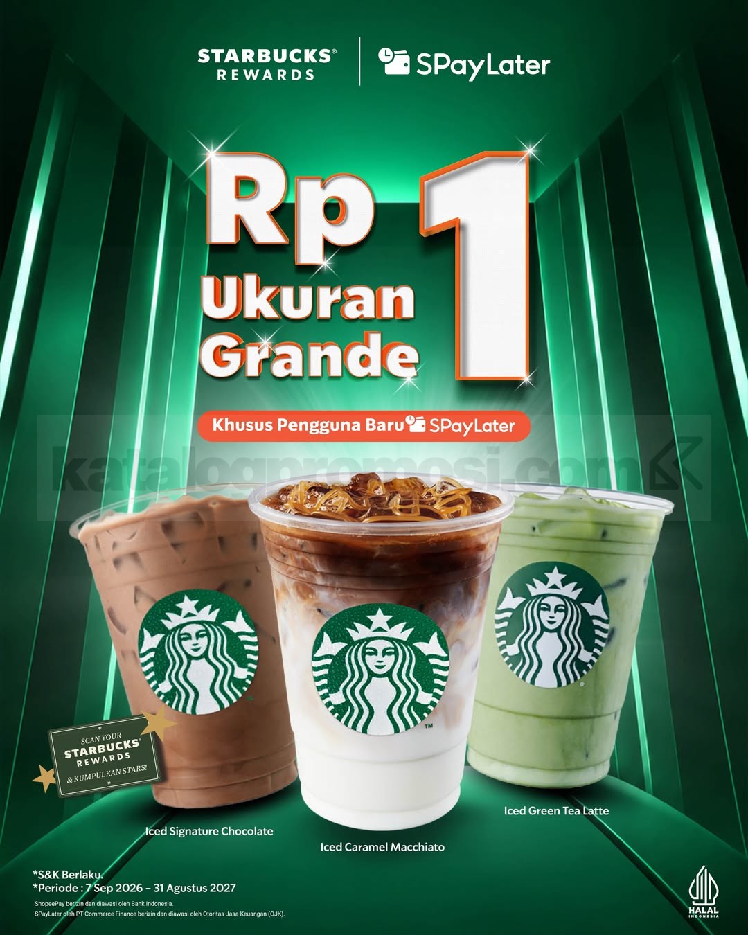 Promo Starbucks SPayLater Minuman Grande Rp1 Promo Starbucks SPayLater minuman Grande Rp1 untuk pengguna baru dengan pilihan minuman tertentu.