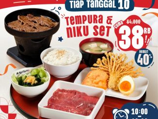Promo Ten Ten Tempura Day Menu Set Rp. 38.000 menunjukkan paket nasi tempura dengan diskon 40 persen setiap tanggal 10.