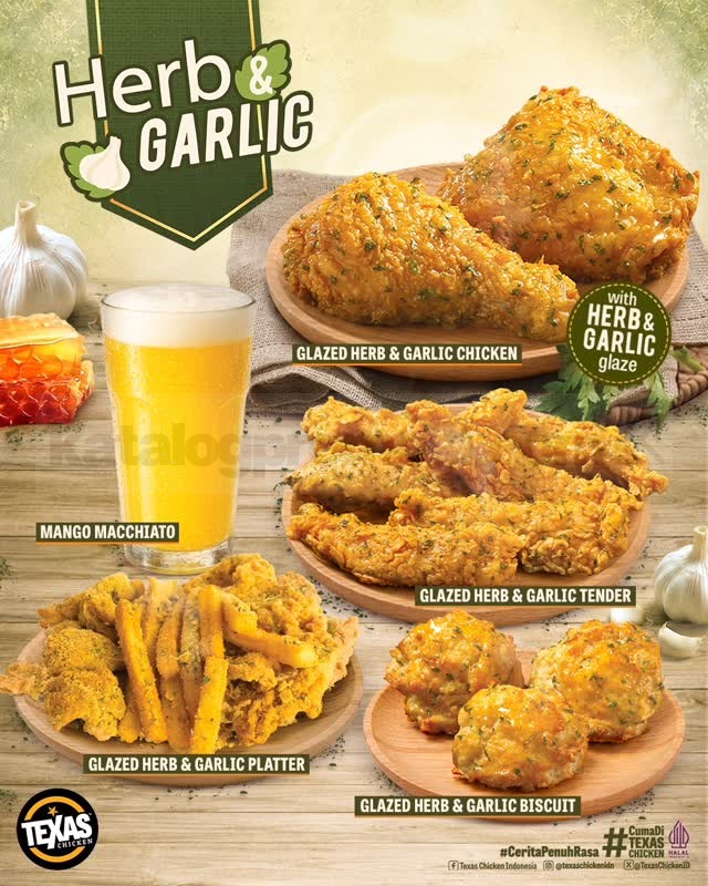 Promo Texas Chicken NEW Glazed Herb & Garlic Kembali Lagi Promo Texas Chicken NEW Glazed Herb & Garlic dengan pilihan Chicken, Tender, Biscuit, dan Platter