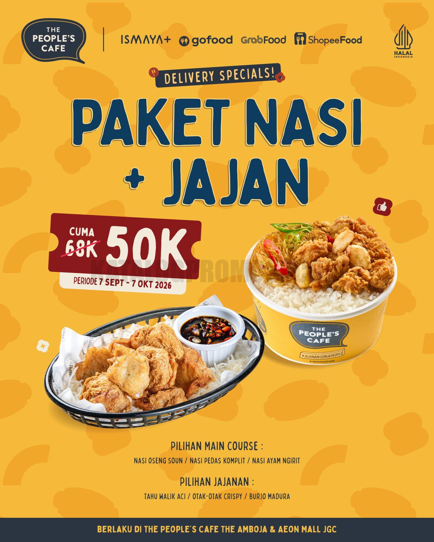 Promo The People’s Cafe Delivery Special Paket Hemat Rp50.000 Promo The People’s Cafe Delivery Special Paket Hemat Rp50.000 dengan pilihan nasi dan jajanan