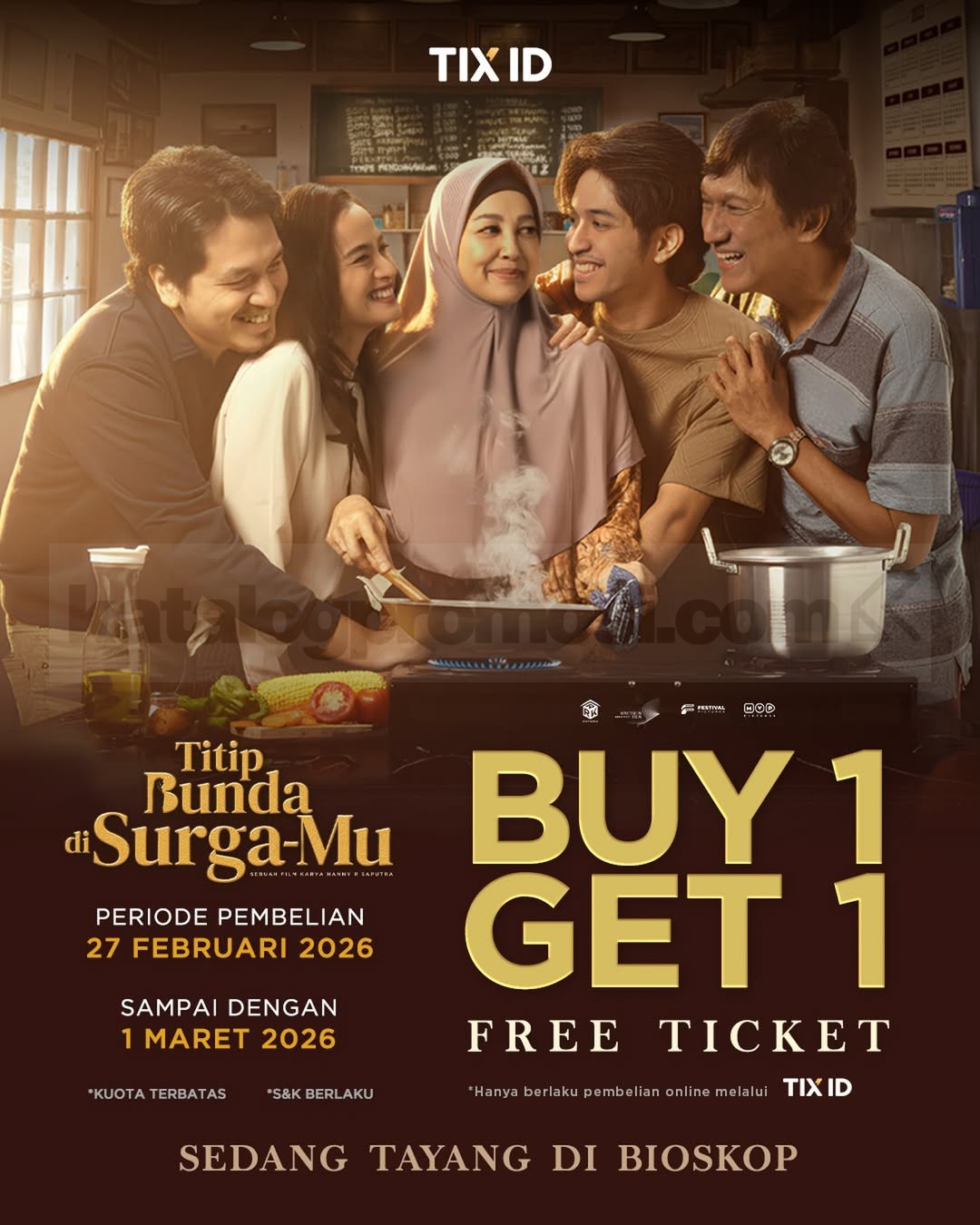Promo TIX ID Beli 1 Gratis 1 Tiket Titip Bunda di Surga-Mu Promo TIX ID Beli 1 Gratis 1 Tiket Titip Bunda di Surga-Mu untuk pengalaman menonton hemat