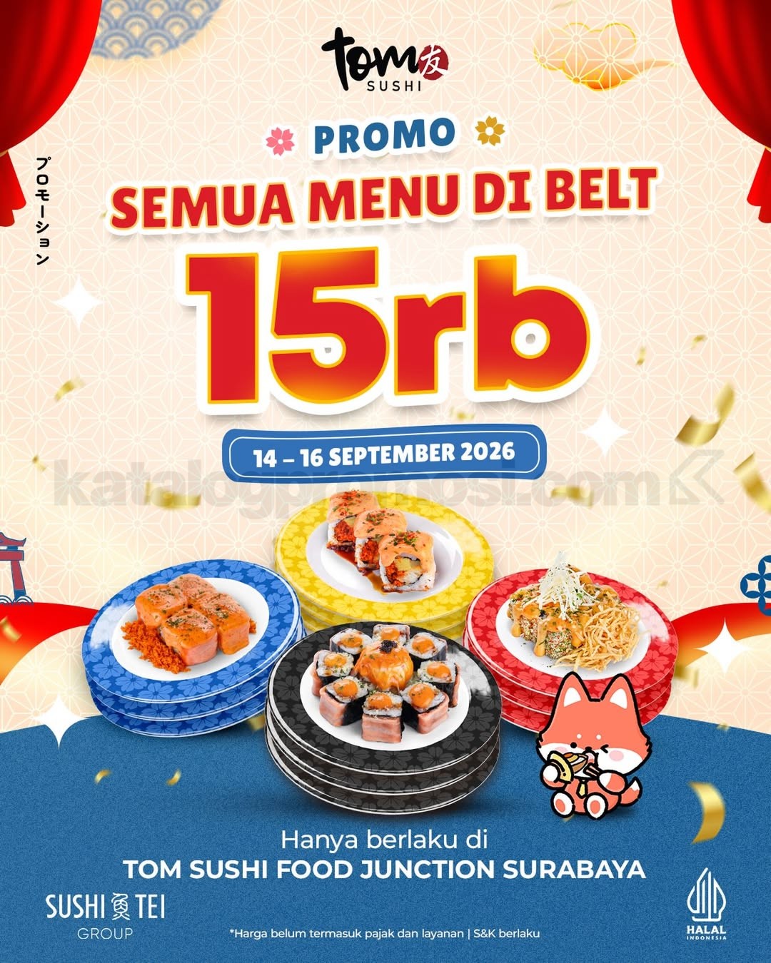 Promo Tom Sushi All Colorplate Rp15.000 Promo Tom Sushi All Colorplate Rp15.000 per plate di Food Junction Surabaya