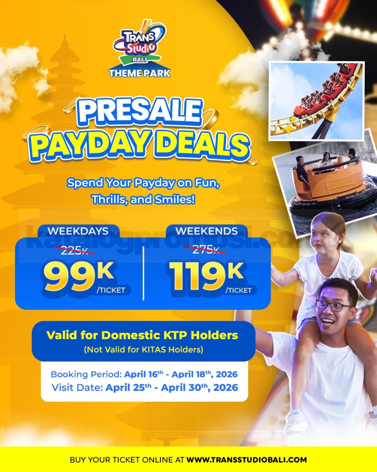 Promo Trans Studio Bali Presale Payday Deals Rp. 99.000 Promo Trans Studio Bali Presale Payday Deals Rp. 99.000 tiket weekday dan weekend
