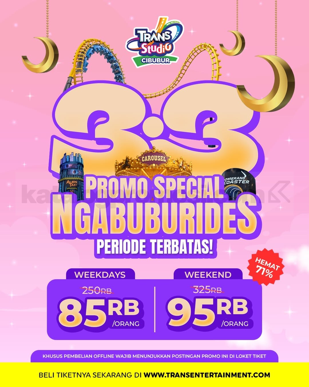 Promo Trans Studio Cibubur Special Ngabuburides Mulai Rp. 85 ribu Promo Trans Studio Cibubur Special Ngabuburides Mulai Rp. 85 ribu tiket weekdays dan weekend