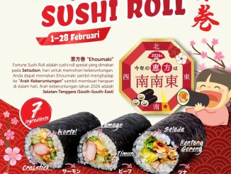 Promo Washoku SATO Fortune Sushi Roll mulai Rp. 25.800 dengan varian Salmon Beef Tuna Februari 2026