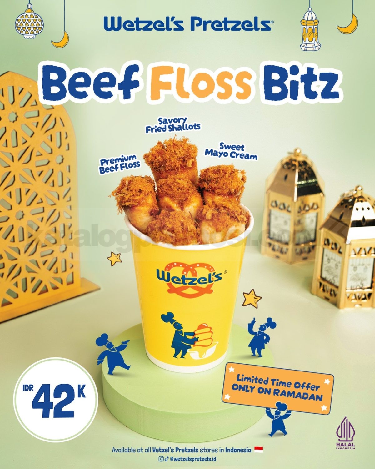 Promo Wetzel’s Pretzels NEW Beef Floss Bitz Rp. 42.000 Promo Wetzel’s Pretzels NEW Beef Floss Bitz Rp. 42.000 periode 18 Februari – 20 Maret 2026