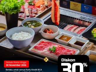 Promo Yakiniku Like Diskon 30% Pakai Kartu Kredit BCA setiap Kamis dan Jumat hingga 30 November 2026