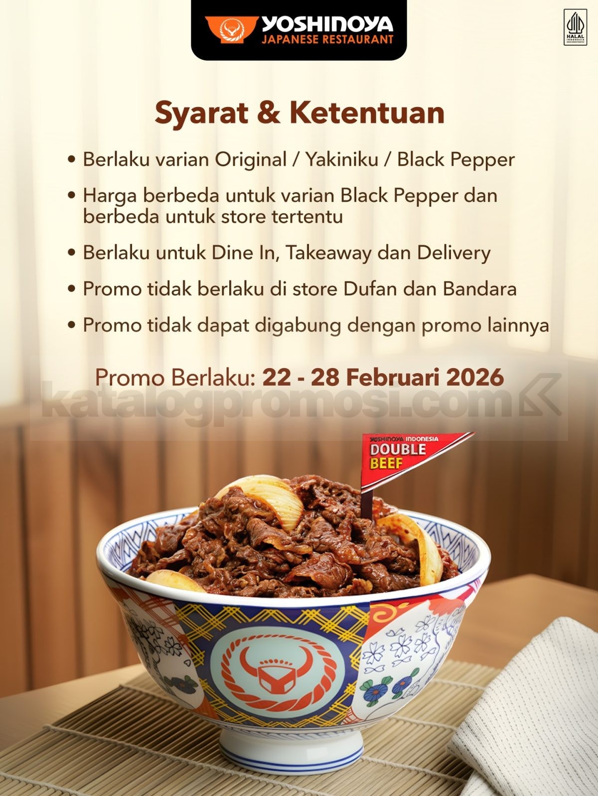 Promo Yoshinoya Payday Diskon 50% Double Beef Bowl Promo Yoshinoya Payday Diskon 50% Double Beef Bowl 1