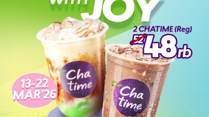 Promo Chatime Bundling Menu Lebaran 2 Minuman Rp. 48.000 untuk pilihan minuman Chatime favorit dan edisi Lebaran