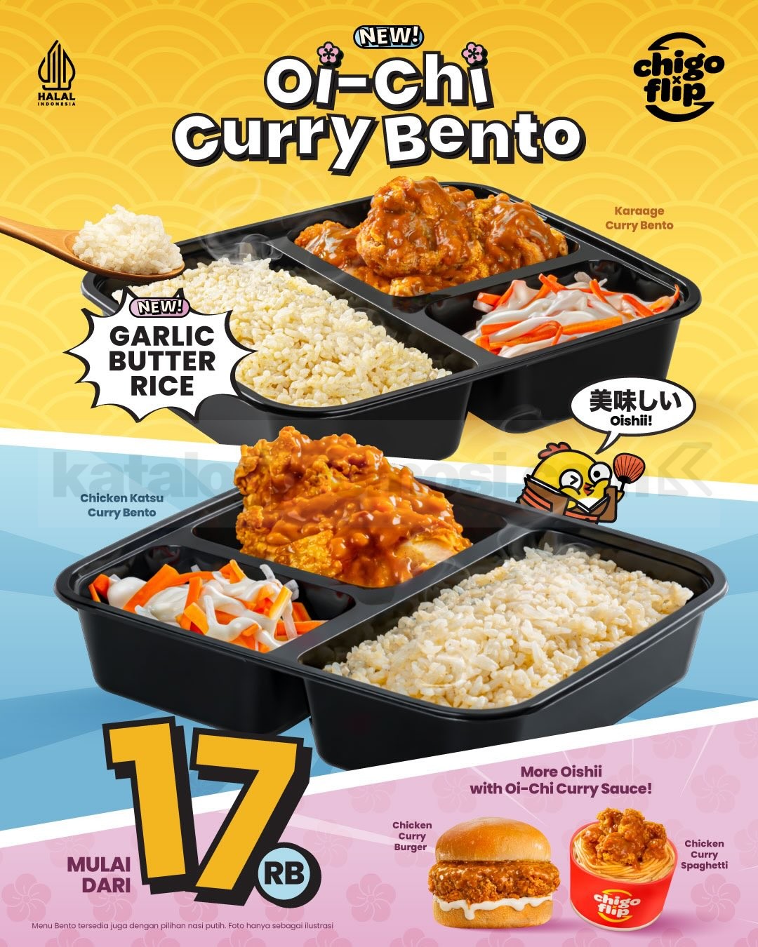 Promo Chigo x Flip Oi-Chi Curry Bento Mulai Rp. 17.000 Promo Chigo x Flip Oi-Chi Curry Bento mulai Rp. 17.000 dengan upgrade garlic butter rice