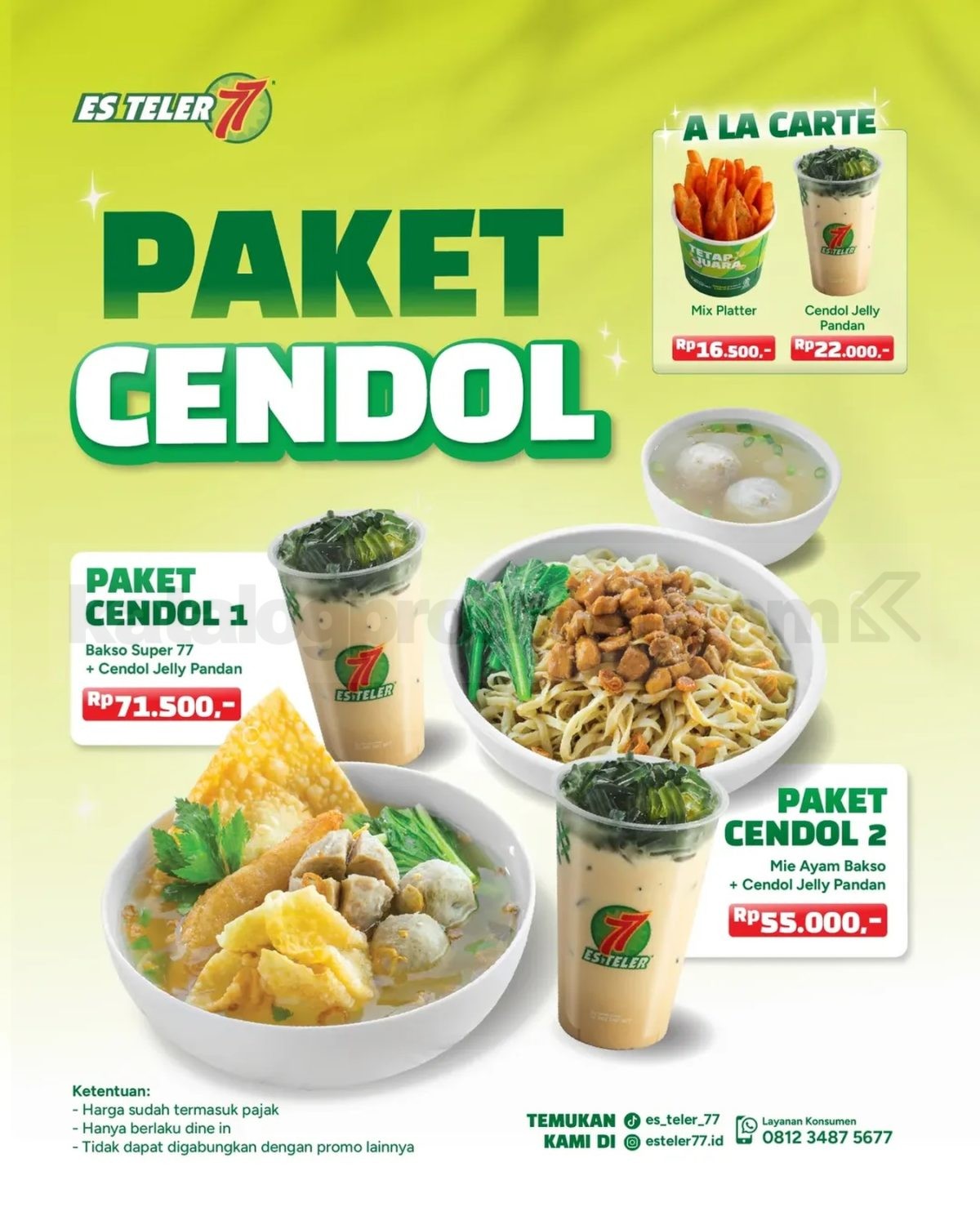 Promo Es Teler 77 Paket Cendol Hemat Mix Platter Promo Es Teler 77 Paket Cendol Hemat Mix Platter dengan cendol jelly pandan dan makanan berat
