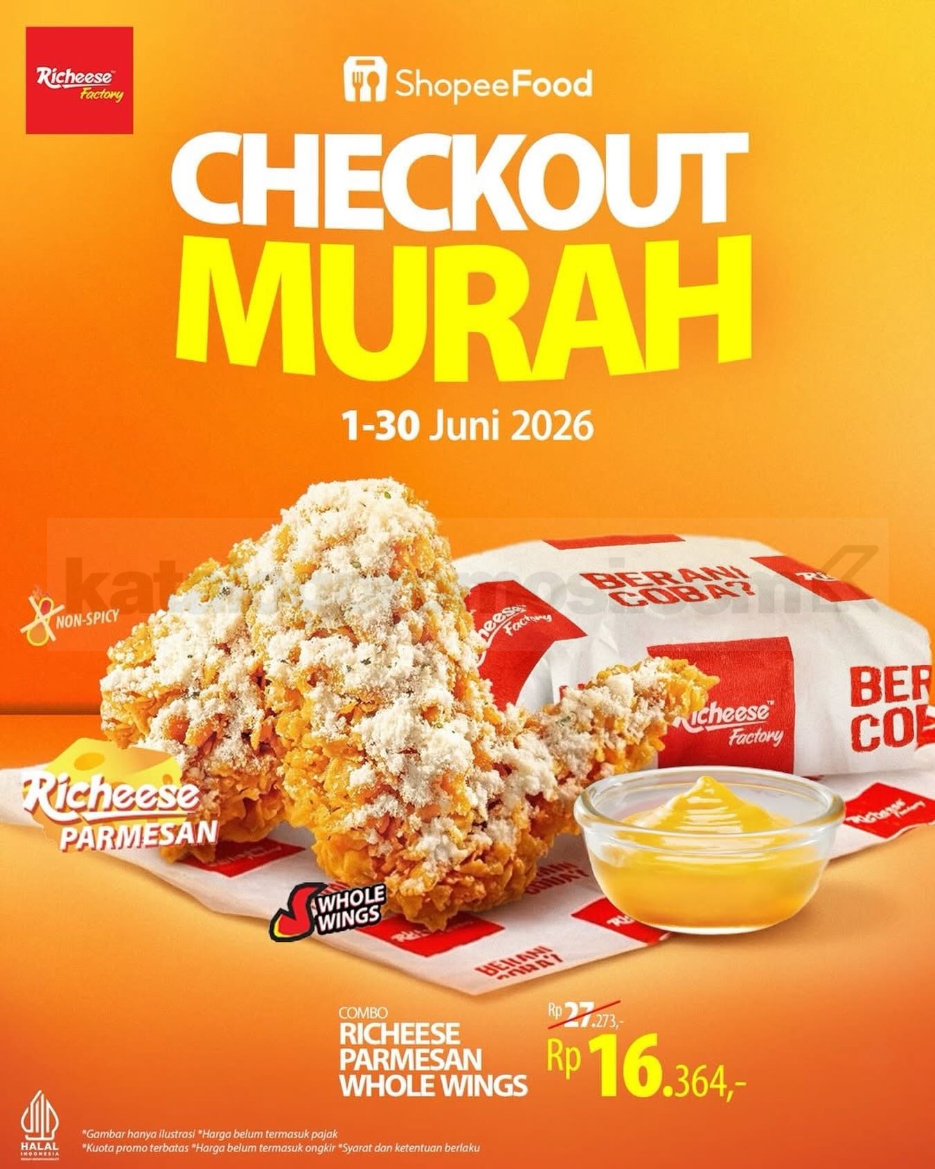 Promo Richeese Factory ShopeeFood Combo Whole Wings Mulai Rp. 16.000 Promo Richeese Factory ShopeeFood Combo Whole Wings Mulai Rp. 16.000 melalui fitur Checkout Murah