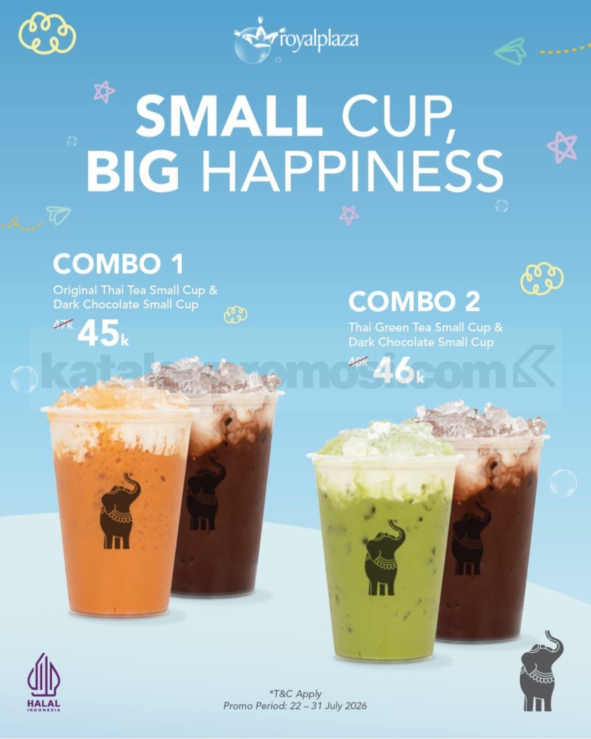 Promo Dum Dum Small Cup Big Happiness Mulai Rp. 45.000 Promo Dum Dum Small Cup Big Happiness Mulai Rp. 45.000 untuk combo Thai Tea dan Dark Chocolate.