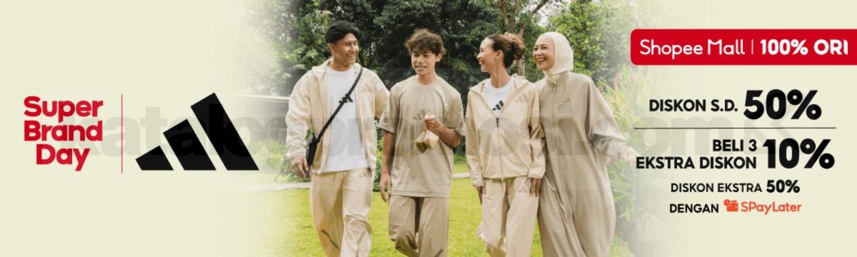 Promo Adidas Super Brand Day Outfit Lebaran Diskon hingga 50% Promo Adidas Super Brand Day outfit Lebaran diskon hingga 50% di Shopee Mall