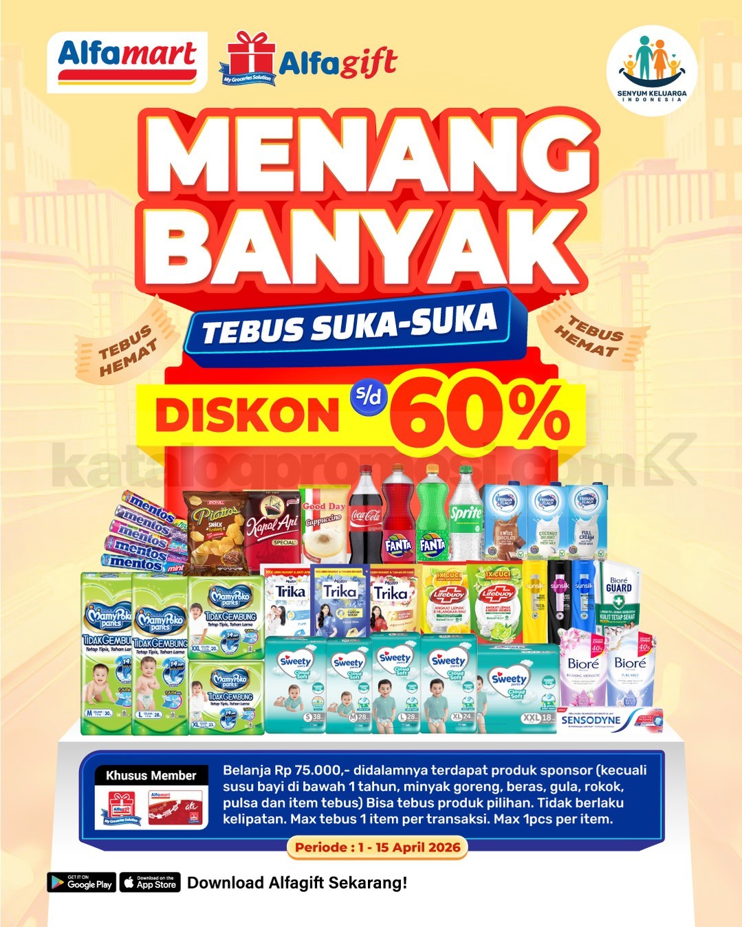 Promo Alfamart Menang Banyak Tebus Hemat Diskon hingga 60% Promo Alfamart Menang Banyak Tebus Hemat Diskon 60% produk pilihan periode April 2026
