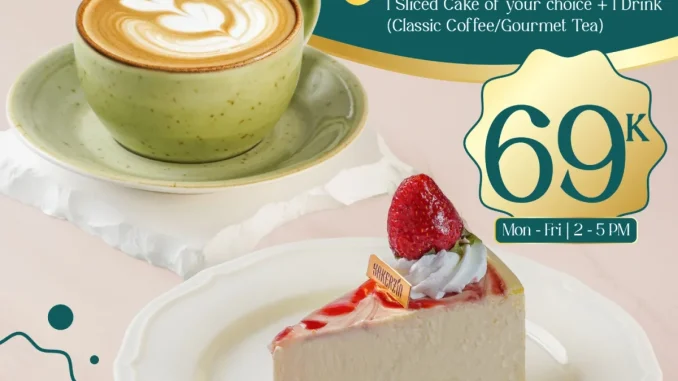 Promo Bakerzin Cake O’clock sliced cake dan drink Rp. 69.000 sore hari