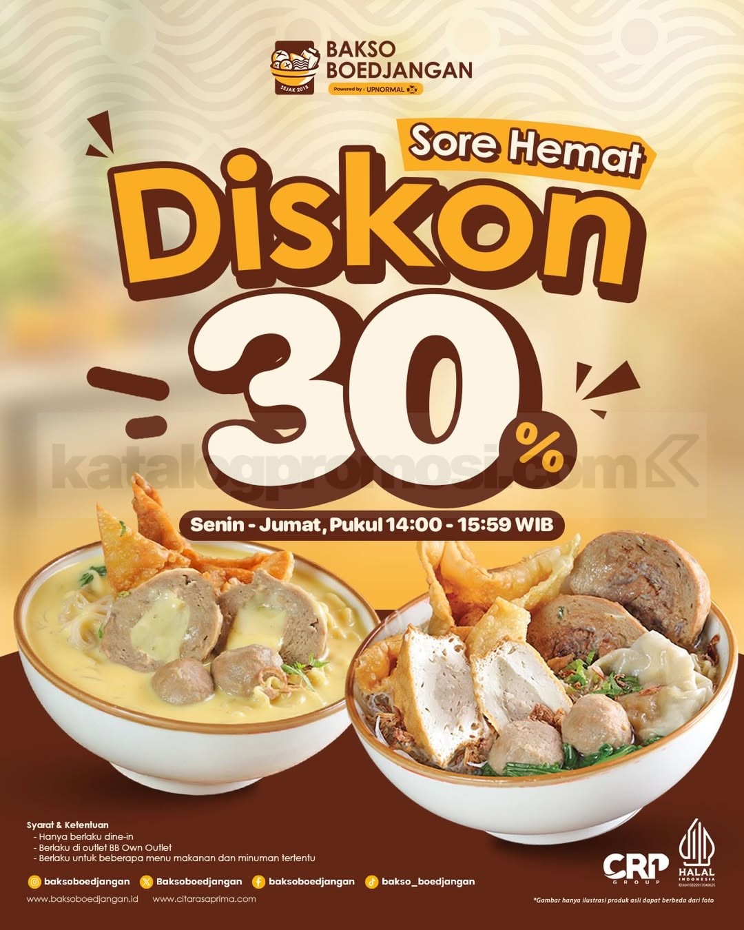 Promo Bakso Boedjangan Sore Hemat Diskon 30% Promo Bakso Boedjangan Sore Hemat diskon 30 persen menu tertentu dine in sore hari