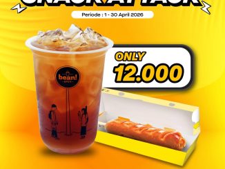 Promo Beanspot Paket Snack Attack Rp. 12.000 es teh manis dan sosis bakar