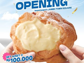 Promo Beard Papa’s Opening Jambi 6 Cream Puff Rp. 100.000 paket 6 pcs varian vanilla choco cheese