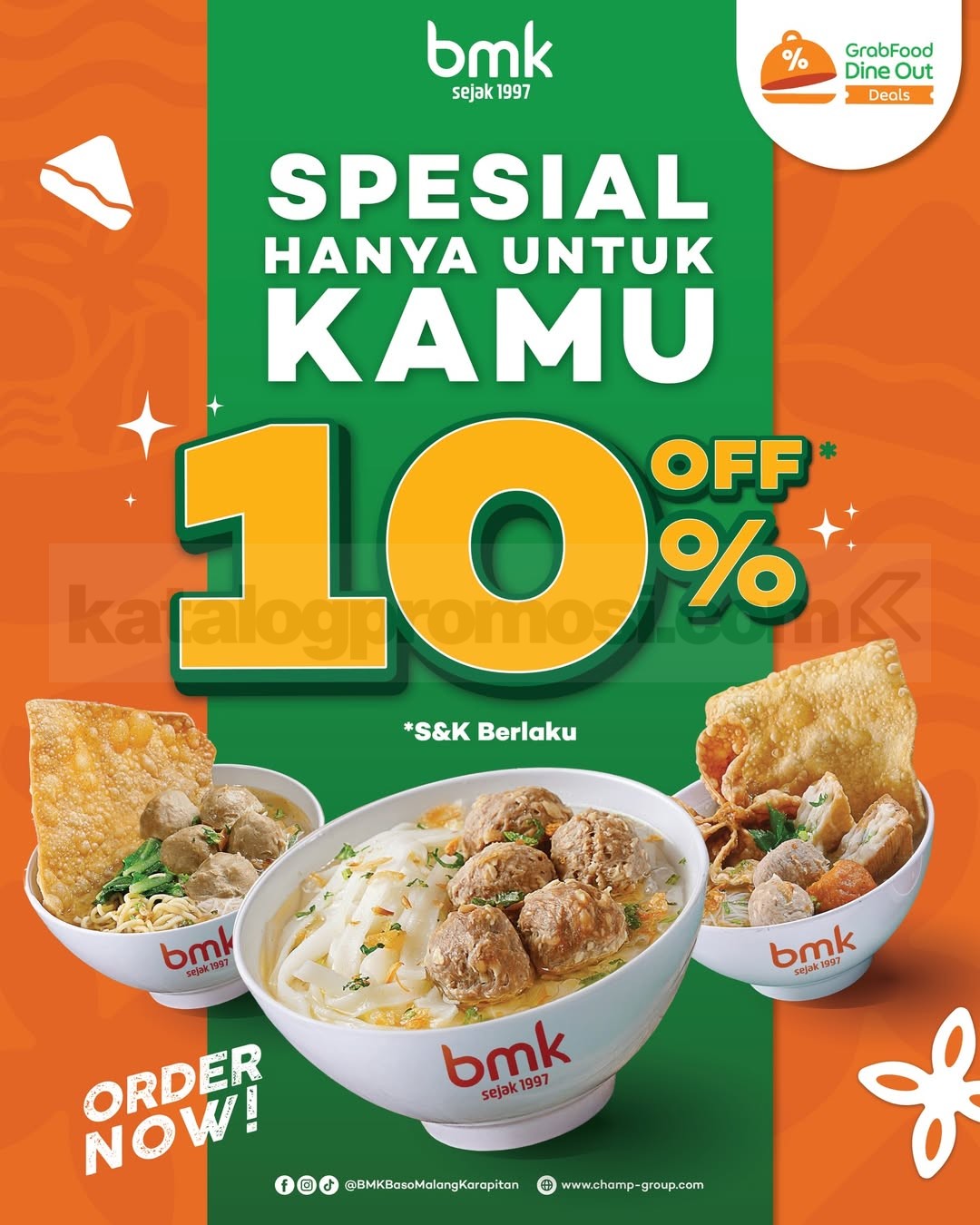 Promo BMK GrabFood Dine Out Deals Diskon 10% Promo BMK GrabFood Dine Out Deals Diskon 10% untuk makan hemat di outlet tertentu