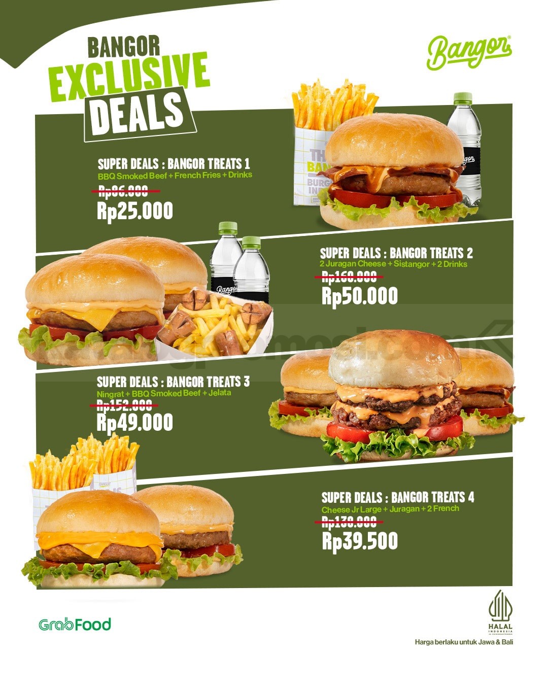 Promo Burger Bangor Exclusive Deals Mulai Rp. 25.000 Promo Burger Bangor Exclusive Deals Mulai Rp. 25.000 diskon hingga 70% via GrabFood