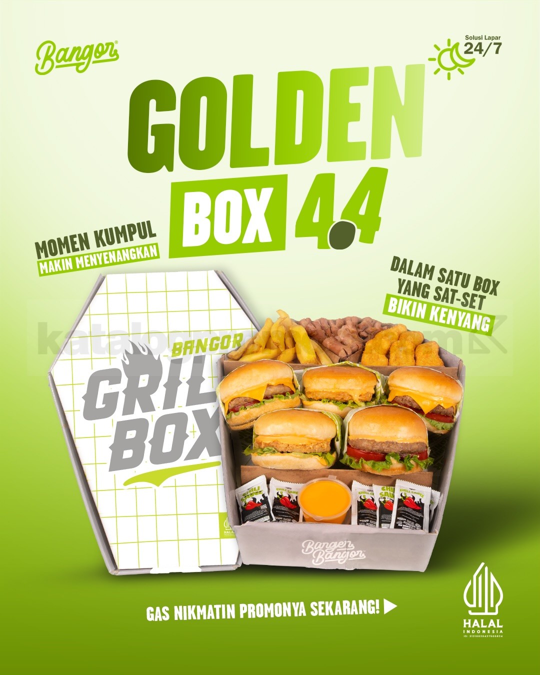 Promo Burger Bangor Golden Box 4.4 Rp. 185.000 Promo Burger Bangor Golden Box 4.4 Rp. 185.000 paket lengkap menu sharing online
