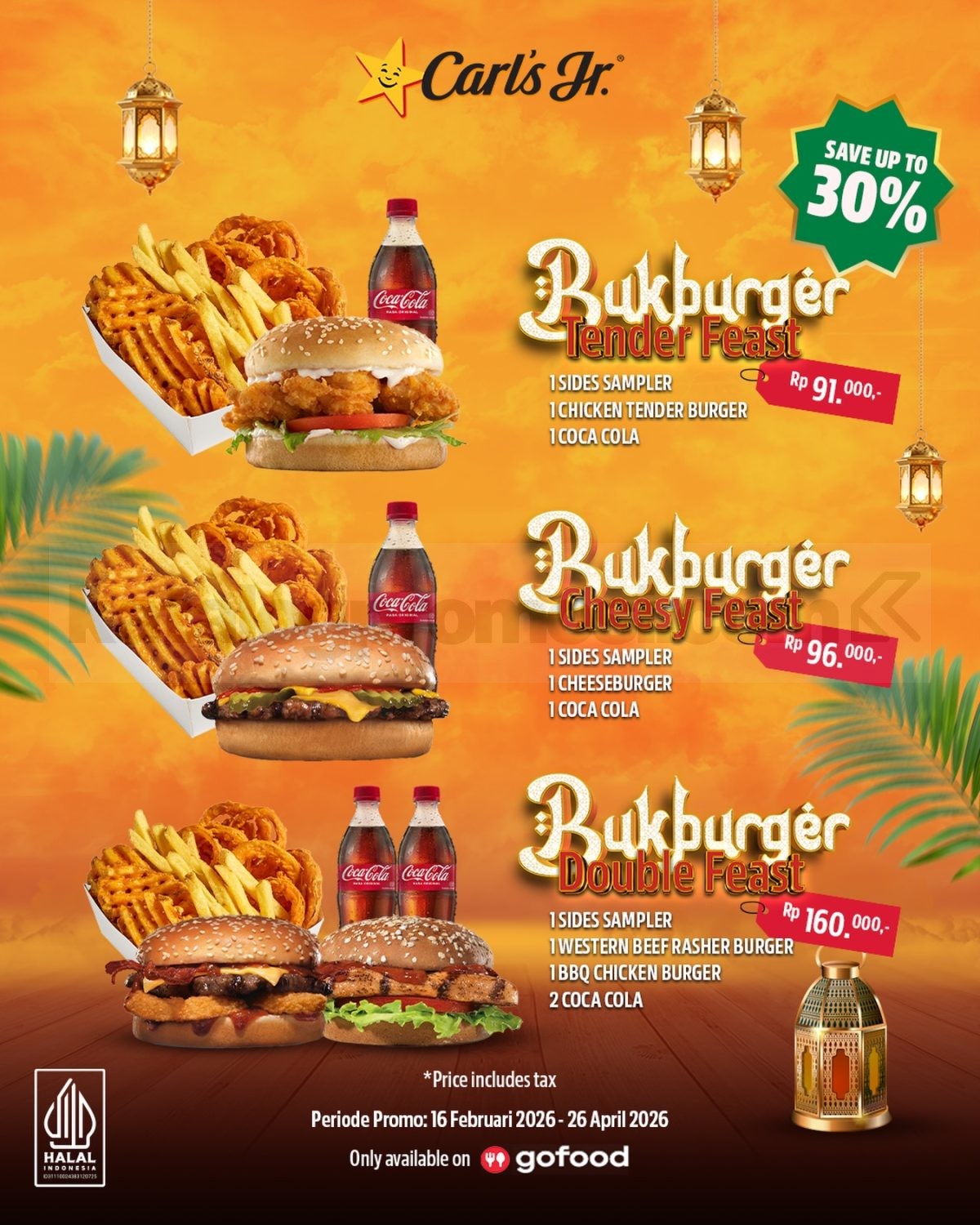Promo Carl's Jr. Paket BukBurger Hemat hingga 30% Promo Carl's Jr. Paket BukBurger Hemat hingga 30% mulai Rp. 91.000 untuk buka puasa via GoFood