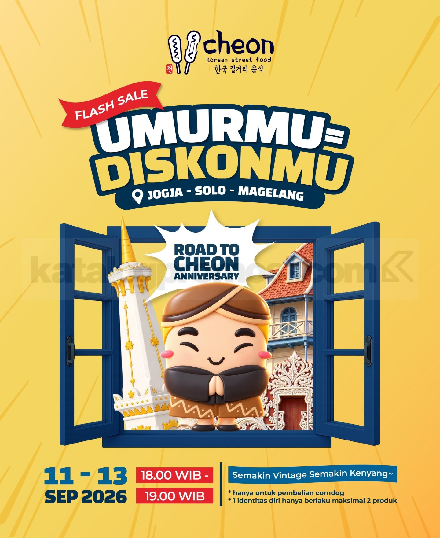 Promo Cheon Flash Sale Umurmu Diskonmu Promo Cheon Flash Sale Umurmu Diskonmu dengan diskon sesuai usia untuk pembelian corndog
