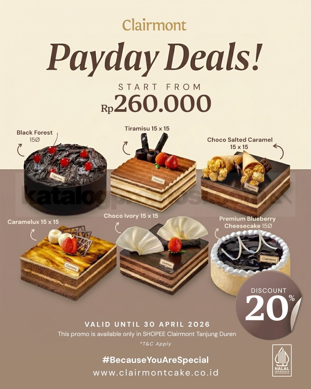 Promo Clairmont Payday Deals Cake Premium Diskon hingga 50% Promo Clairmont Payday Deals Cake Premium Diskon hingga 50% 1