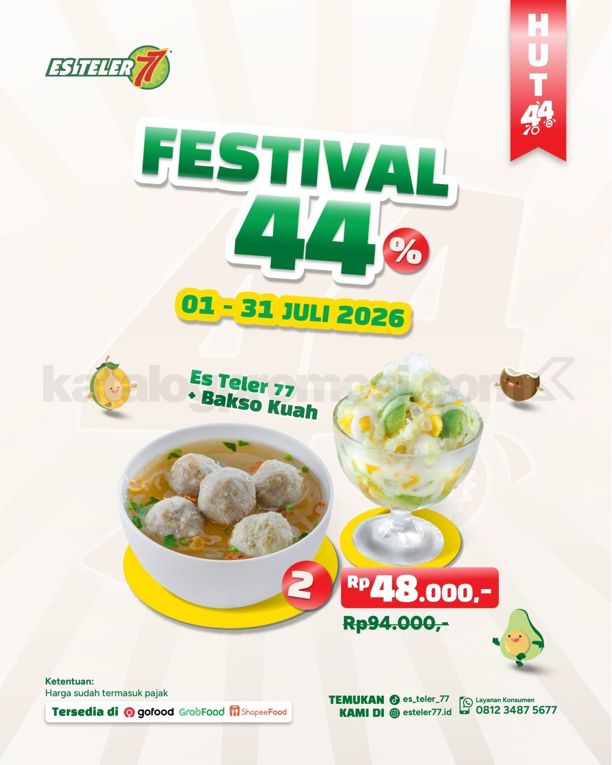 Promo Es Teler 77 Festival 44% Paket Hemat Mulai Rp. 47.000 Promo Es Teler 77 Festival 44% Paket Hemat Mulai Rp. 47.000 2