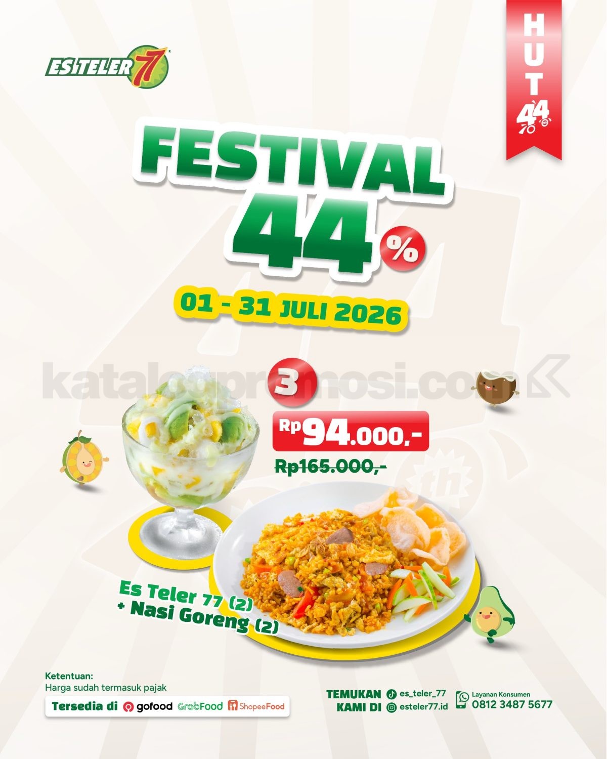 Promo Es Teler 77 Festival 44% Paket Hemat Mulai Rp. 47.000 Promo Es Teler 77 Festival 44% Paket Hemat Mulai Rp. 47.000 3