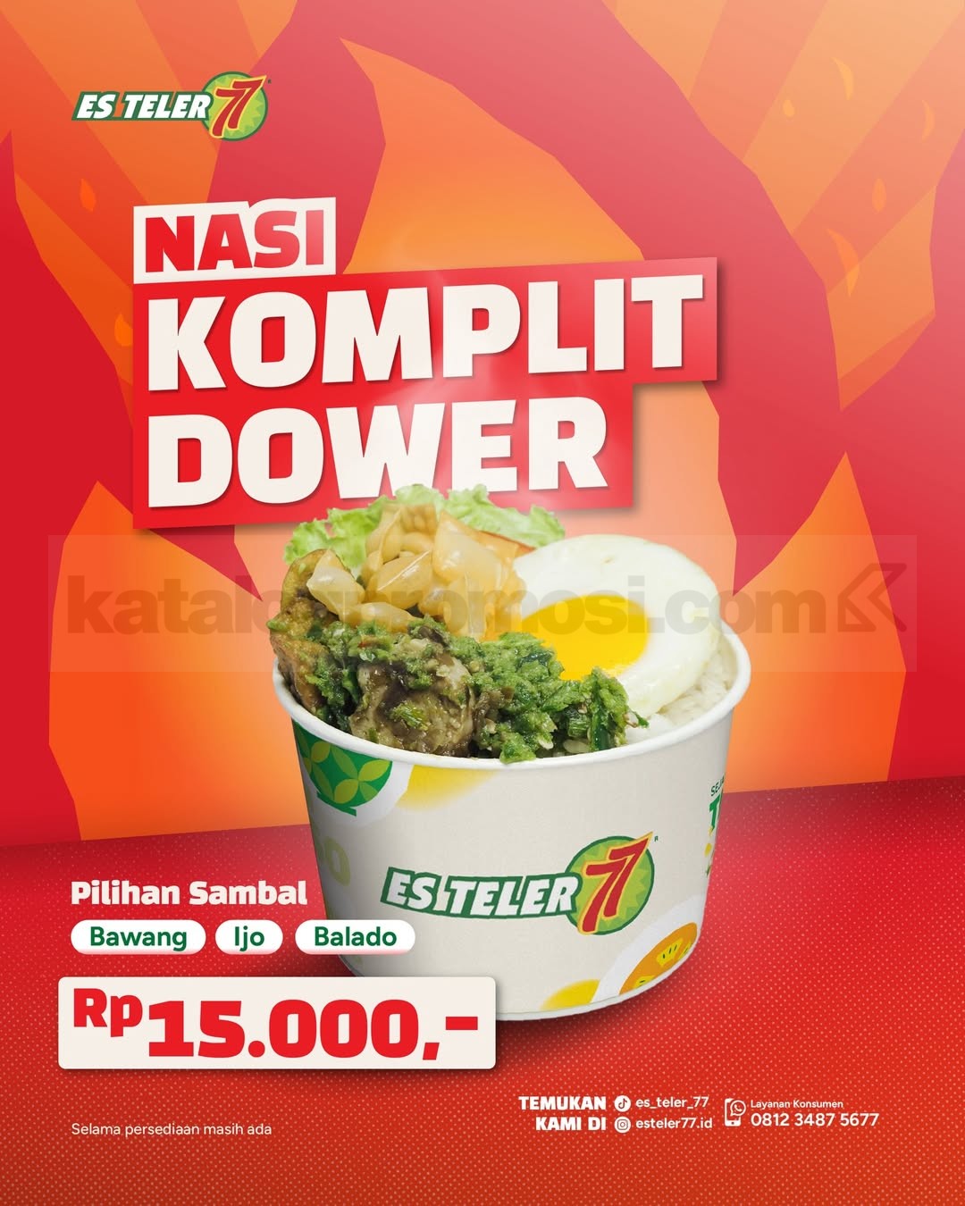 Promo Es Teler 77 Nasi Komplit Dower Rp. 15.000 Promo Es Teler 77 Nasi Komplit Dower Rp. 15.000 dengan pilihan sambal bawang ijo balado